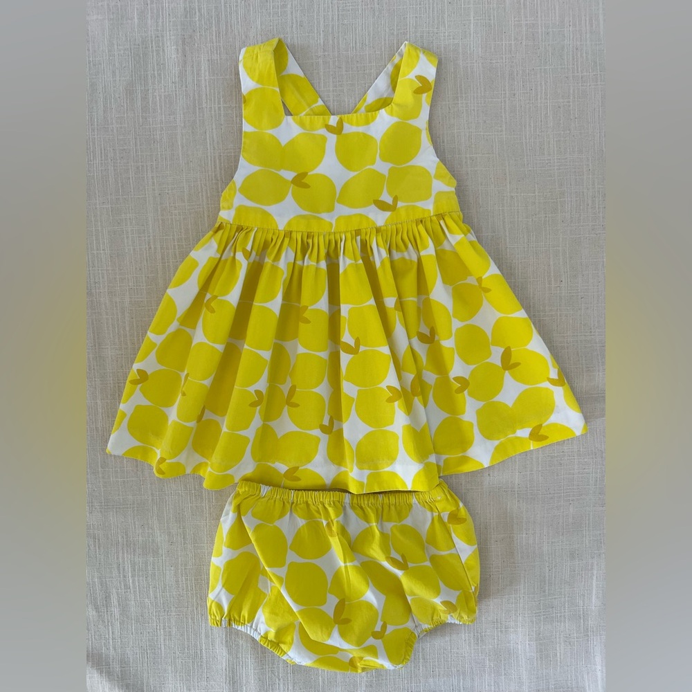Jacadi Yellow and White Dress with Diaper Covers